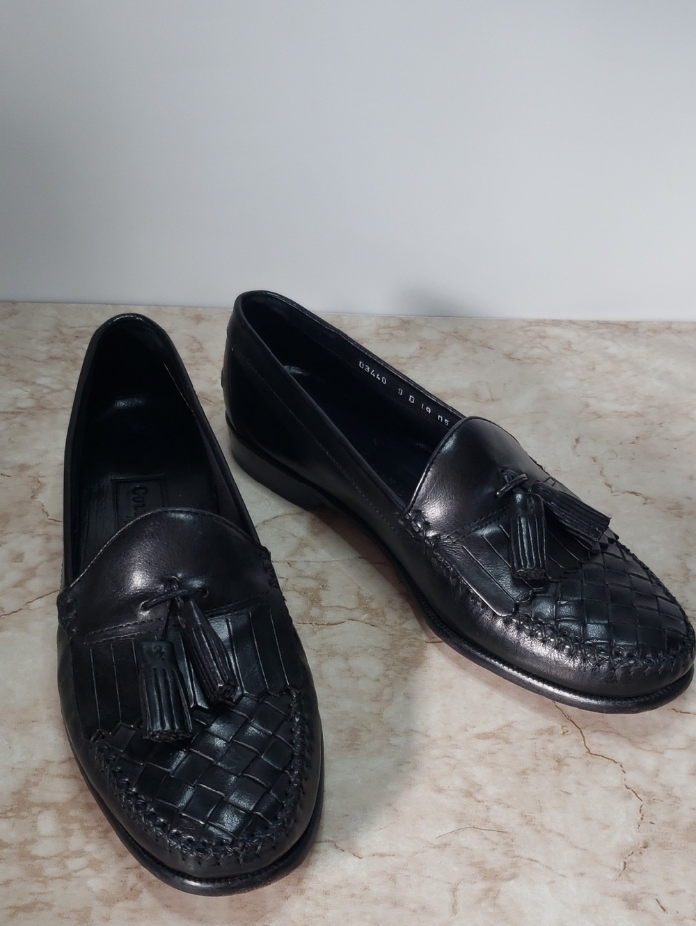 Cole Haan Black Leather Tassel Loafers for Men 9D